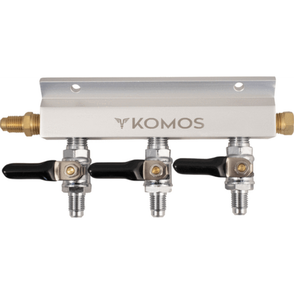 KOMOS 1/4" Flare 3-Way Aluminum Gas Manifold