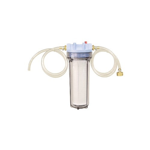 carbon water filter kit removes chlorine and organic flavors. Includes garden hose hook ups.